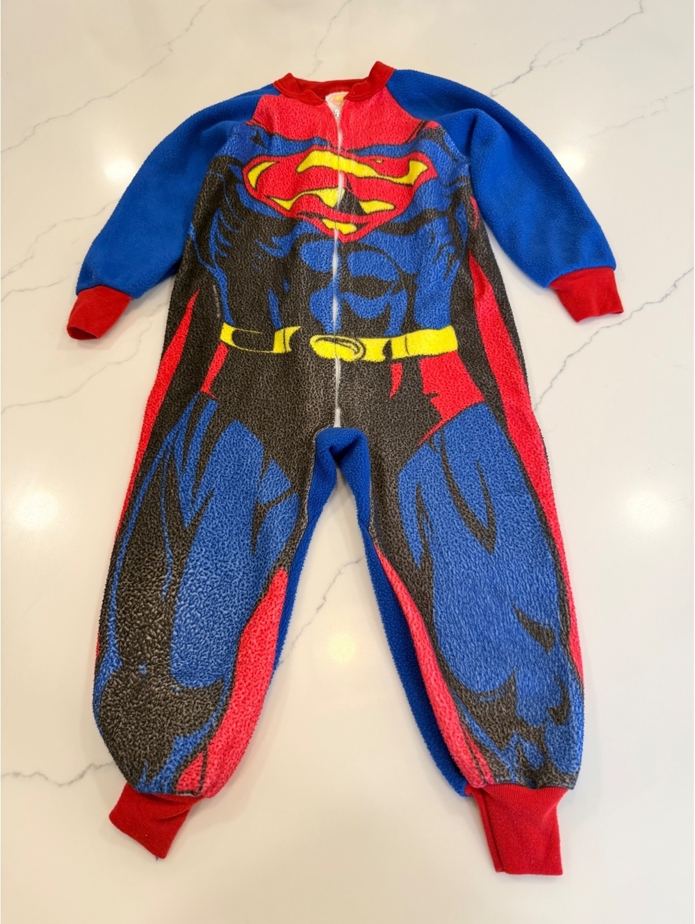 Vintage Boys Superman Onesie Pijamas Blue Red Size